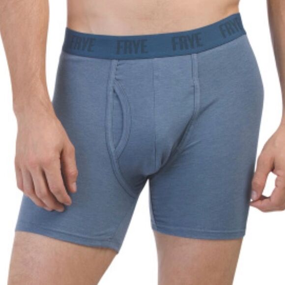 FRYE S Blue Gray Fly Front Bamboo Blend Boxer Briefs Pack of 4 - Picture 2 of 6